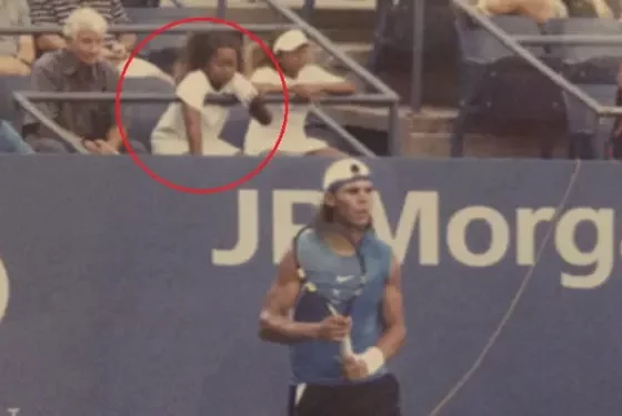 Photo shows 8-year-old Naomi Osaka watching 22-year-old Rafael Nadal at 2006 US Open
