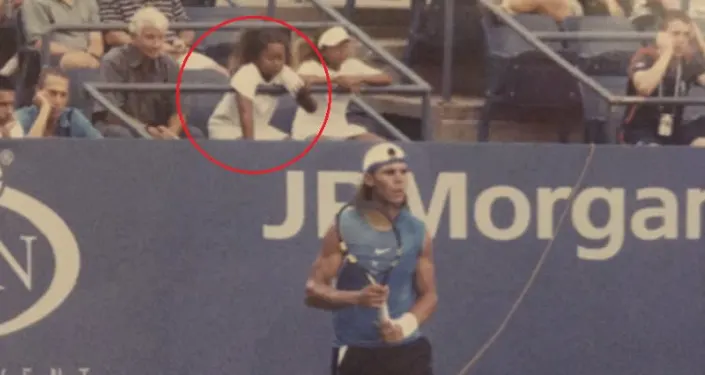 Photo shows 8-year-old Naomi Osaka watching 22-year-old Rafael Nadal at 2006 US Open