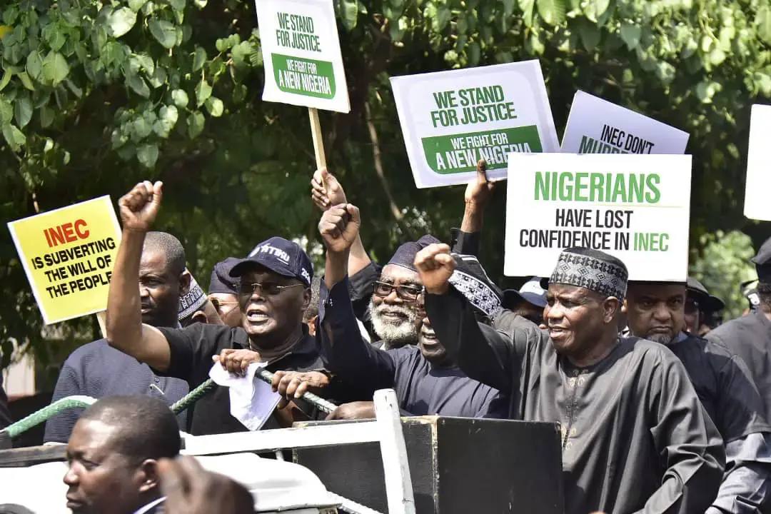 Atiku Leads Protest to INEC Headquarters