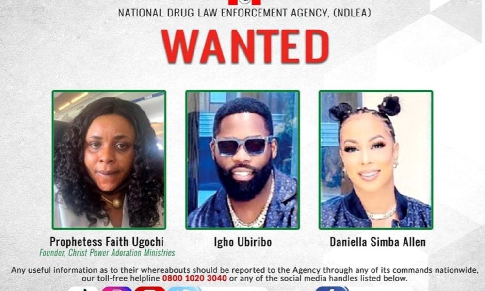 NDLEA declares Port Harcourt prophetess, celebrity couple wanted for recruiting teenage girls into drug trafficking